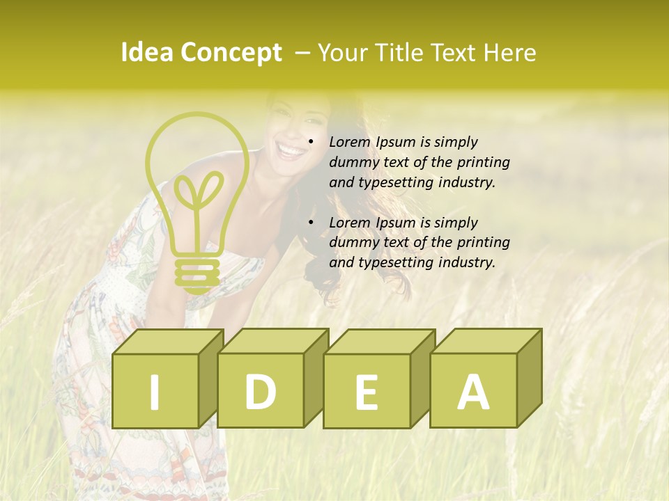 Toothy Joyful Brunette PowerPoint Template