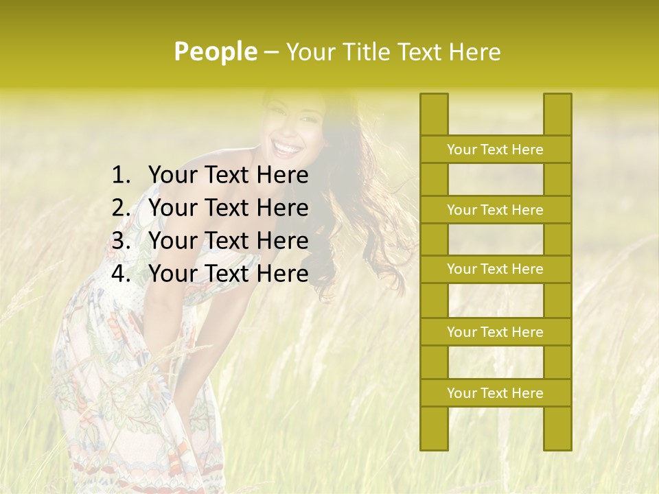 Toothy Joyful Brunette PowerPoint Template