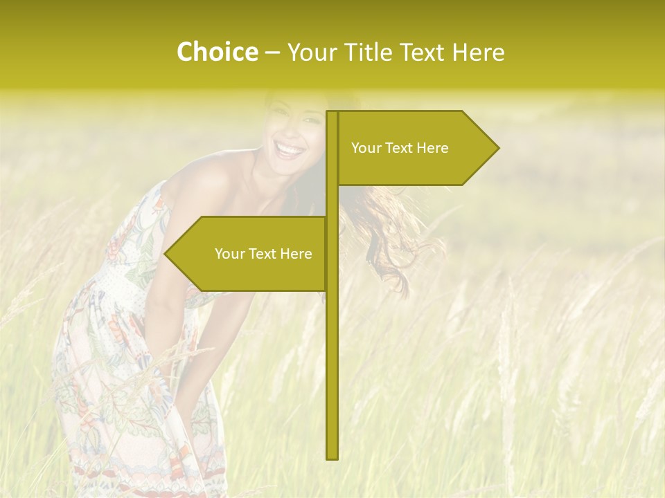 Toothy Joyful Brunette PowerPoint Template