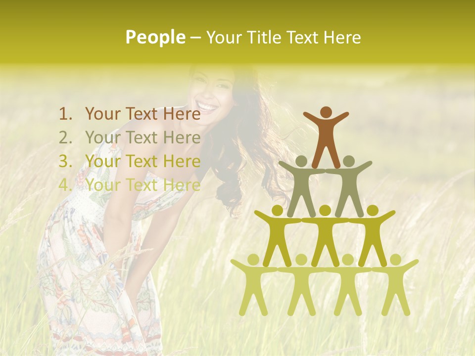 Toothy Joyful Brunette PowerPoint Template