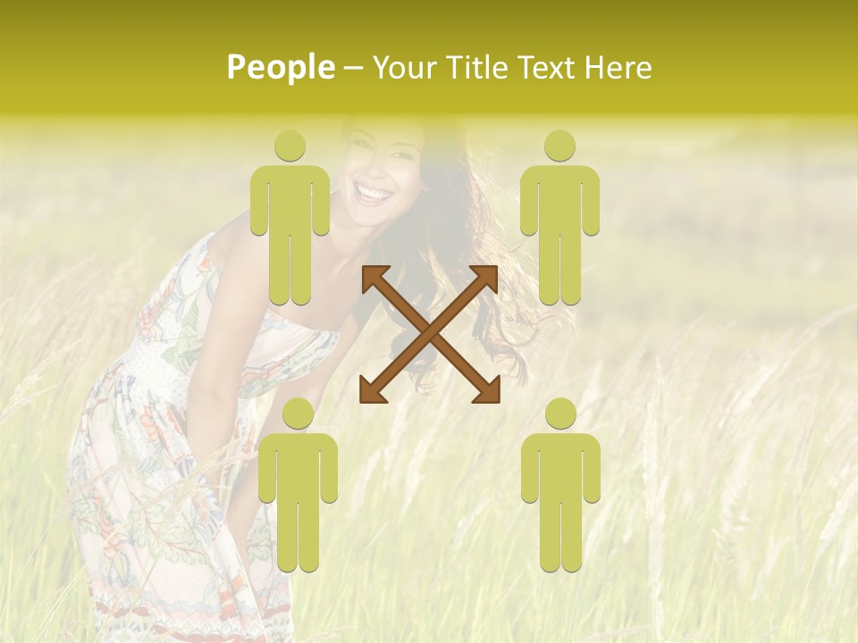 Toothy Joyful Brunette PowerPoint Template