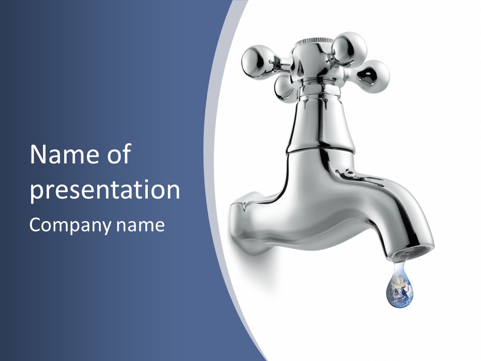 Faucet Drop White Background PowerPoint Template