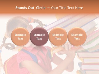 Caucasian Book Bag Holding PowerPoint Template