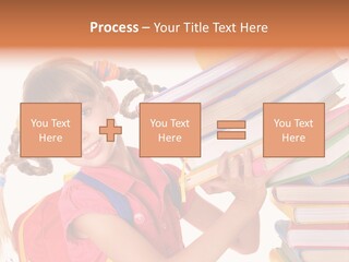 Caucasian Book Bag Holding PowerPoint Template