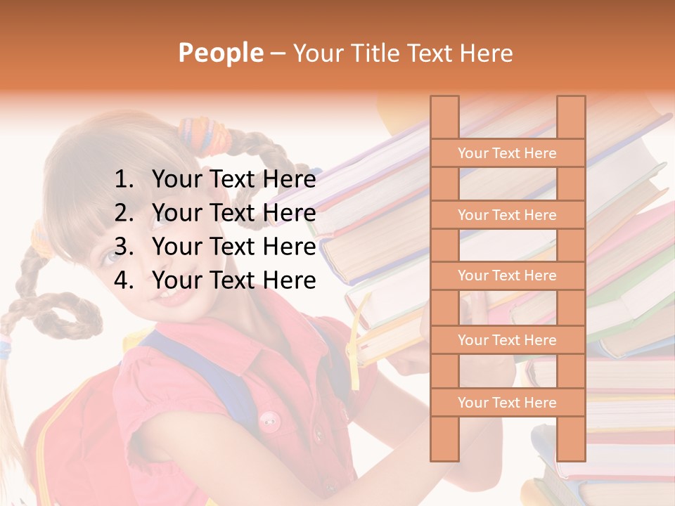 Caucasian Book Bag Holding PowerPoint Template