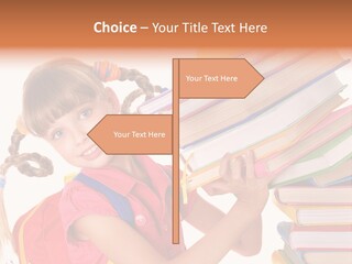 Caucasian Book Bag Holding PowerPoint Template