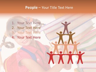 Caucasian Book Bag Holding PowerPoint Template