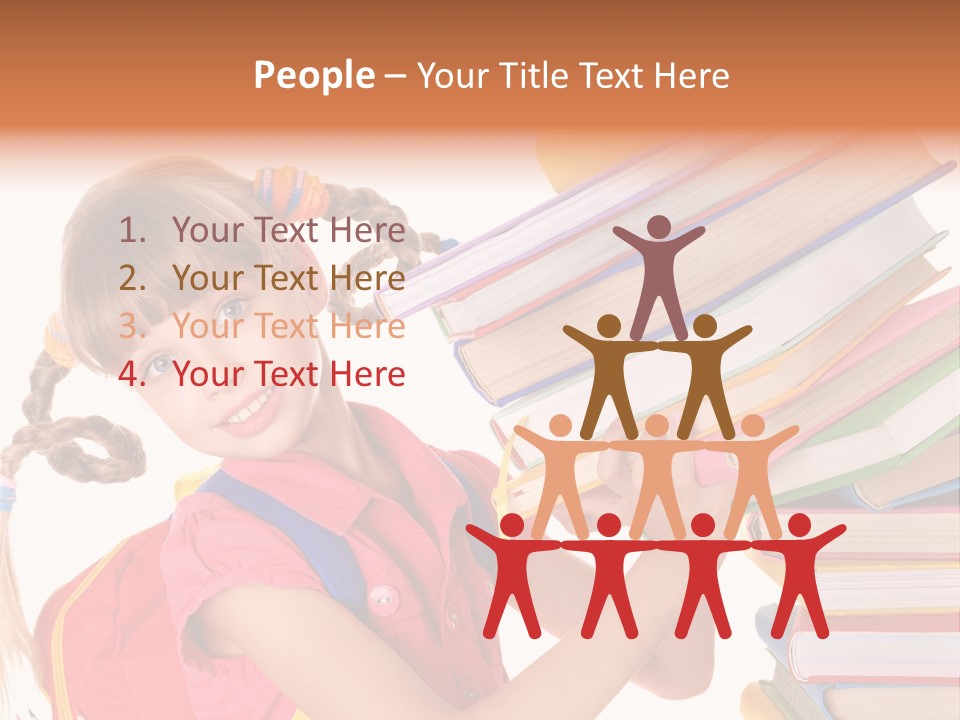 Caucasian Book Bag Holding PowerPoint Template