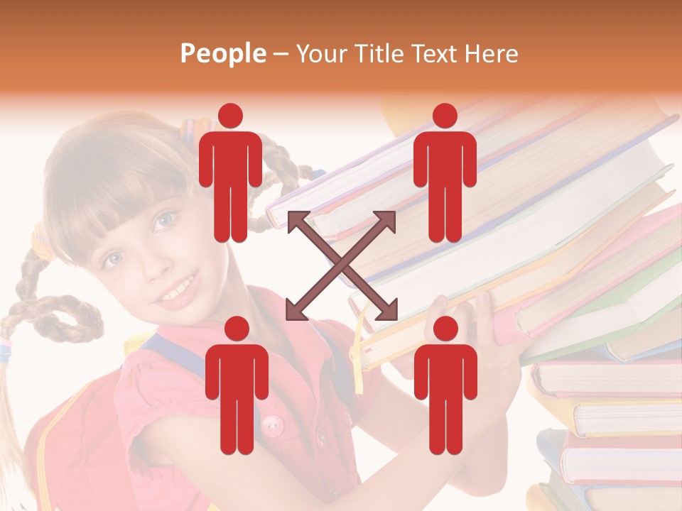 Caucasian Book Bag Holding PowerPoint Template