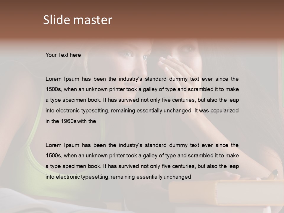 Chatting School Books Two People PowerPoint Template