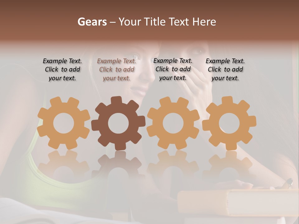 Chatting School Books Two People PowerPoint Template