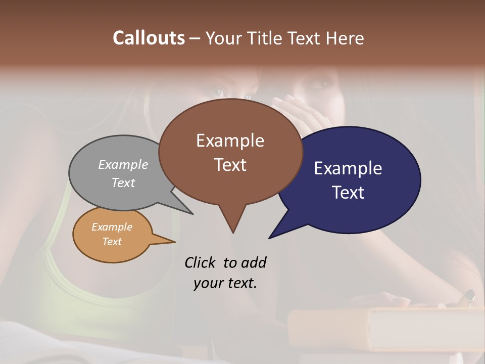 Chatting School Books Two People PowerPoint Template