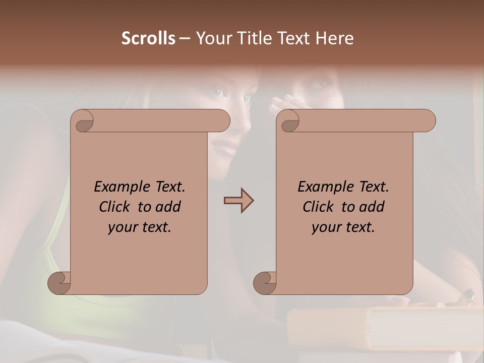 Chatting School Books Two People PowerPoint Template