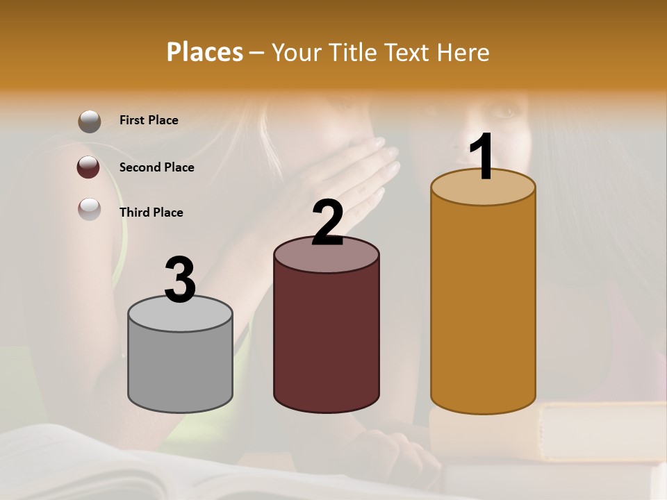 Teenager Girls Brown Hair Students PowerPoint Template