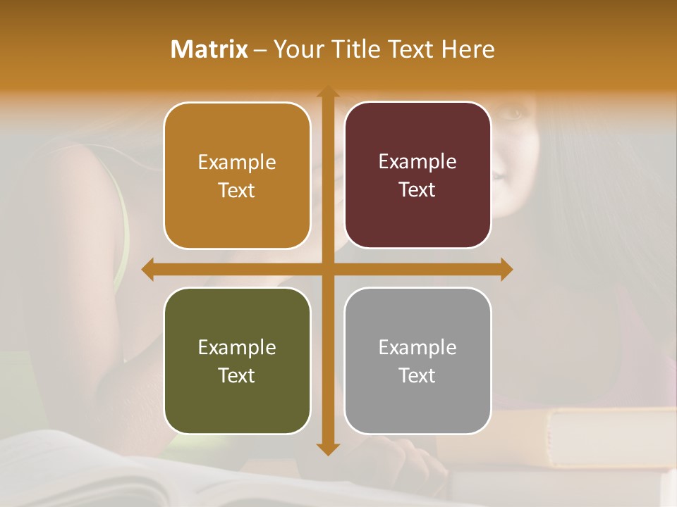 Teenager Girls Brown Hair Students PowerPoint Template