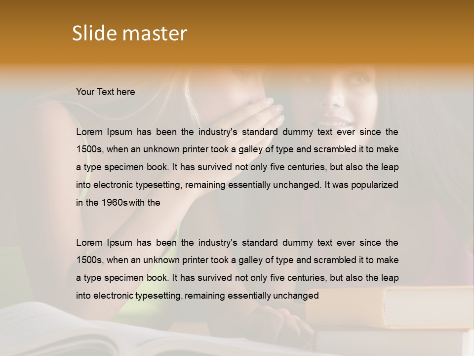 Teenager Girls Brown Hair Students PowerPoint Template