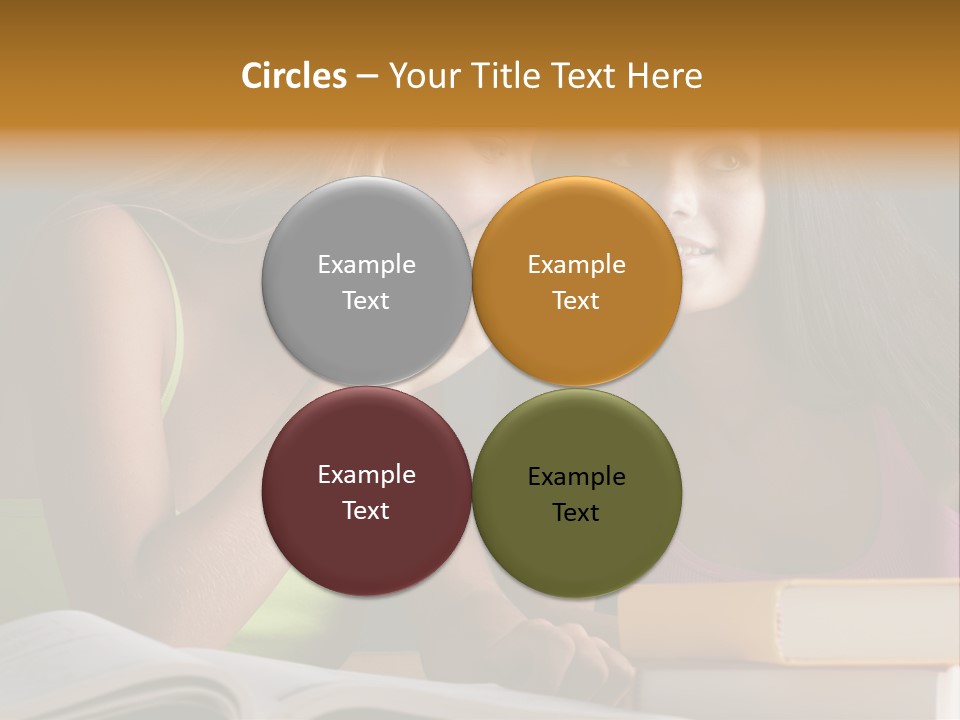 Teenager Girls Brown Hair Students PowerPoint Template