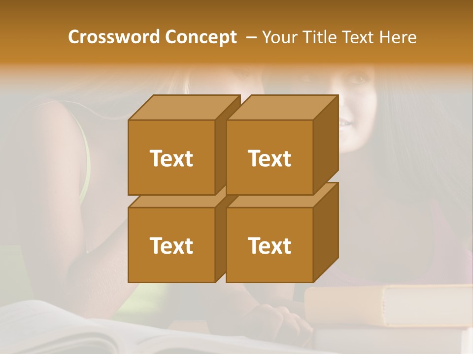 Teenager Girls Brown Hair Students PowerPoint Template