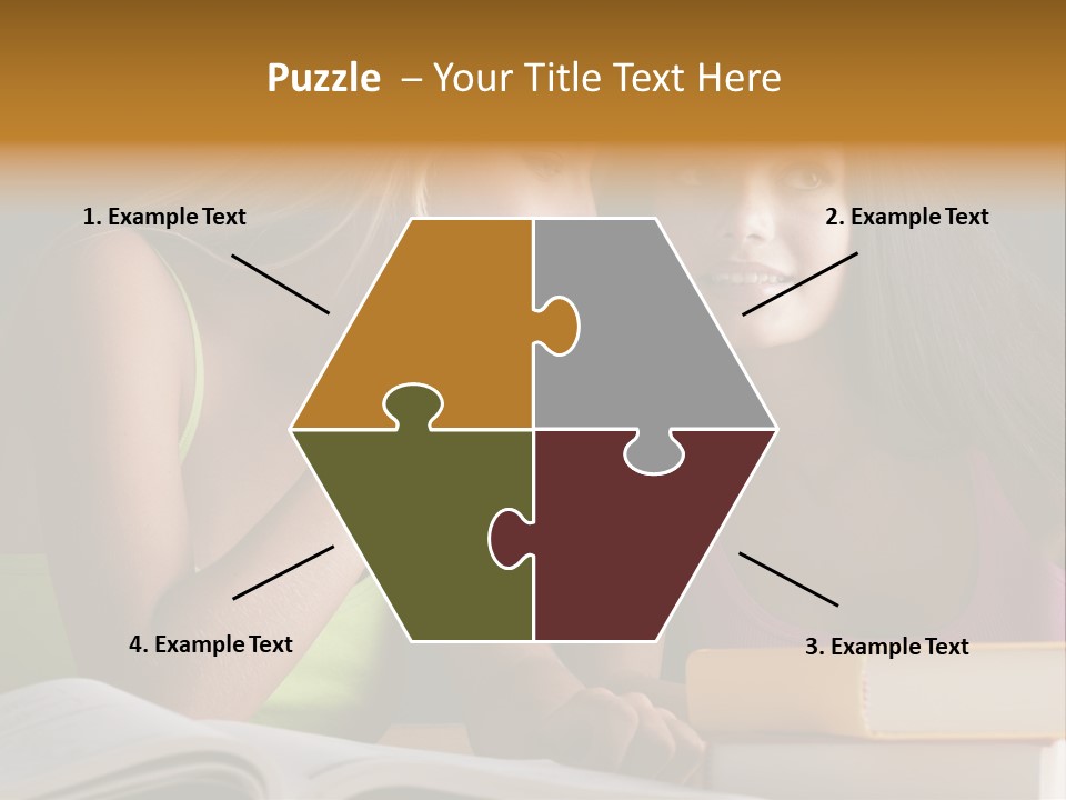 Teenager Girls Brown Hair Students PowerPoint Template