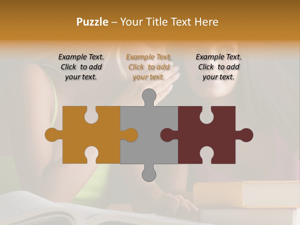 Teenager Girls Brown Hair Students PowerPoint Template