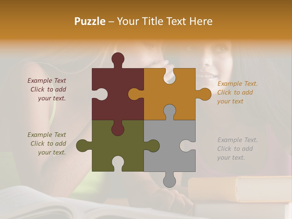 Teenager Girls Brown Hair Students PowerPoint Template