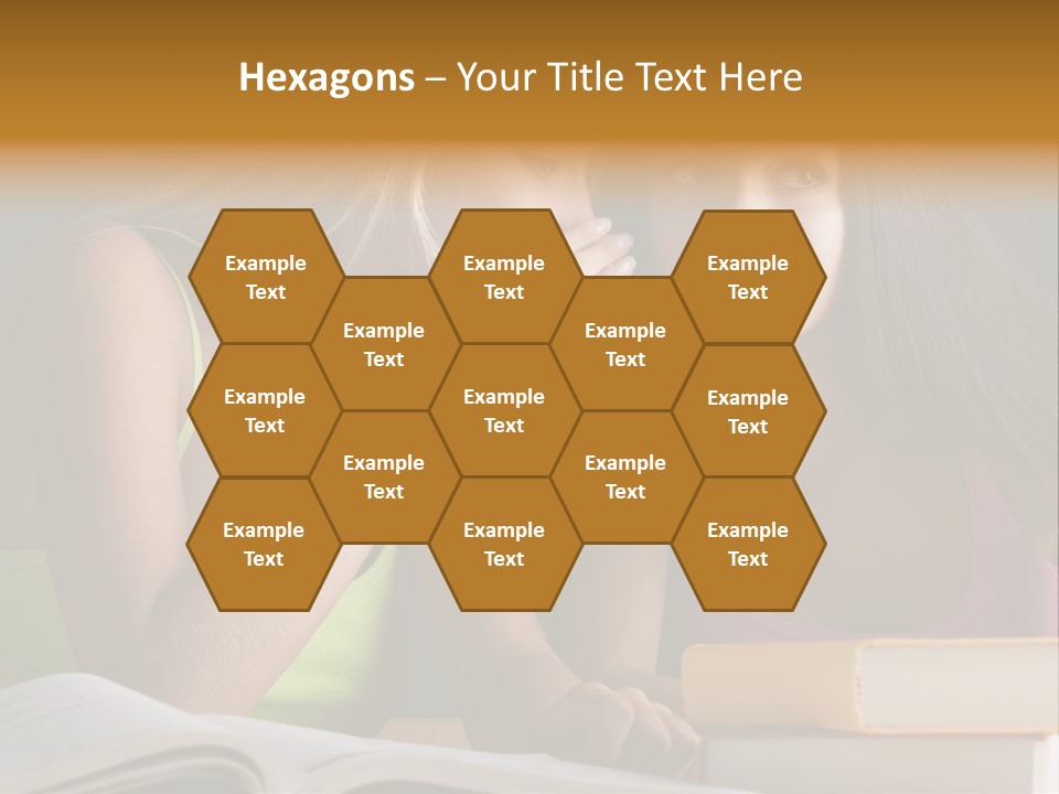 Teenager Girls Brown Hair Students PowerPoint Template