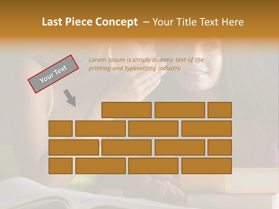 Teenager Girls Brown Hair Students PowerPoint Template