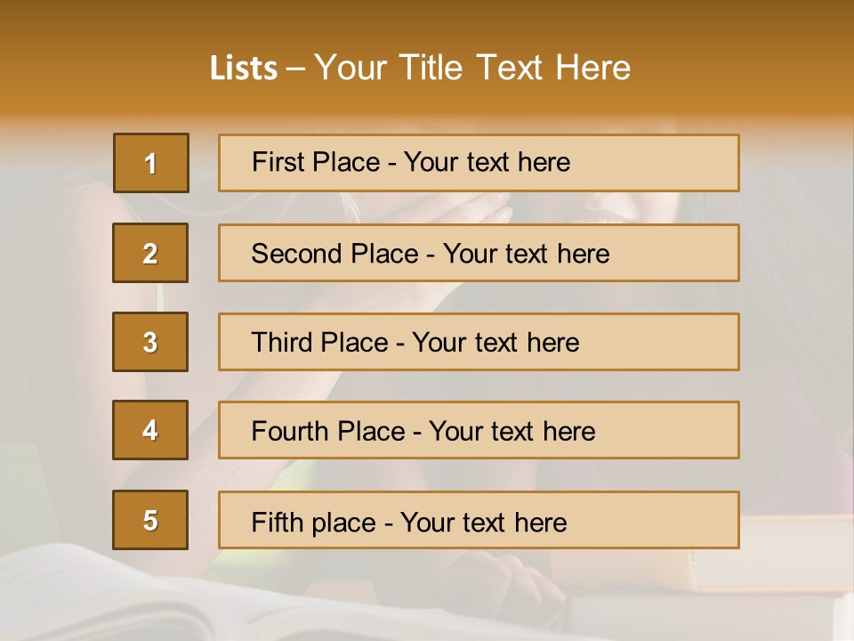 Teenager Girls Brown Hair Students PowerPoint Template