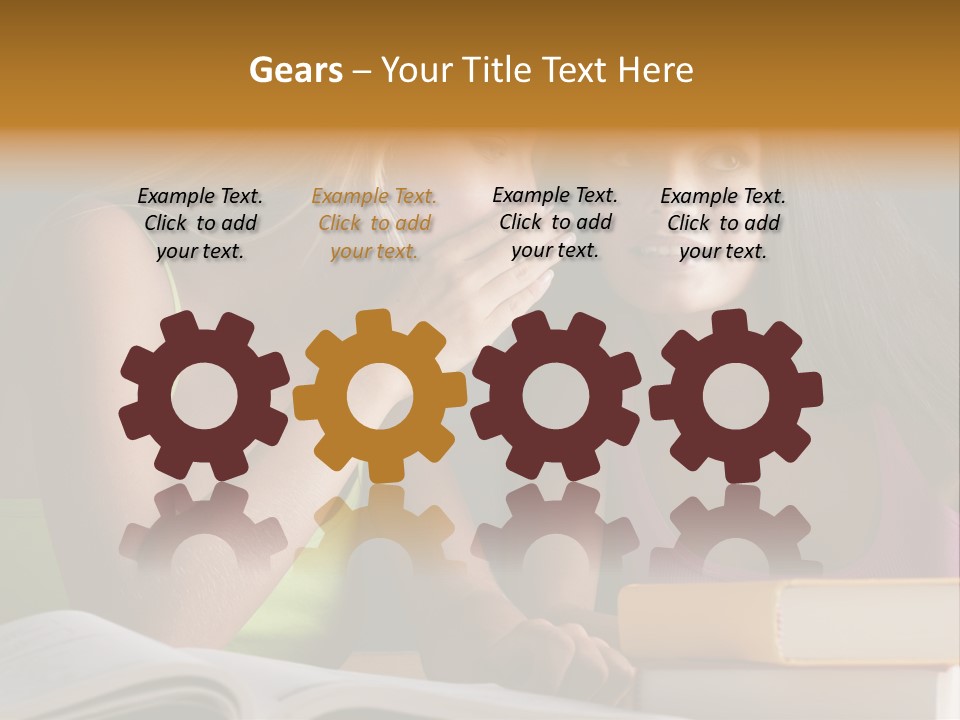 Teenager Girls Brown Hair Students PowerPoint Template