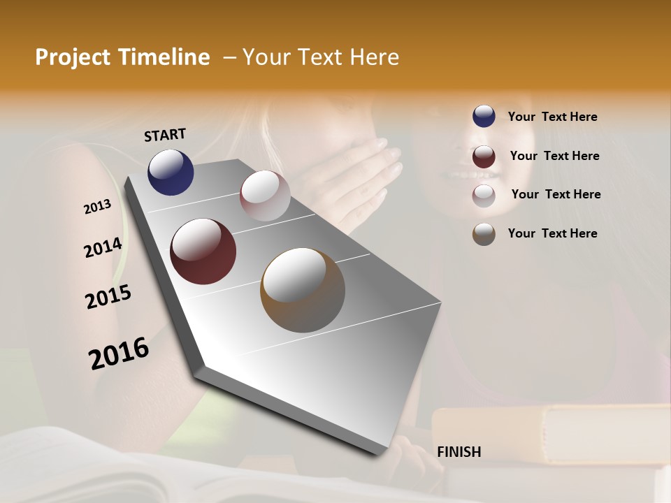 Teenager Girls Brown Hair Students PowerPoint Template