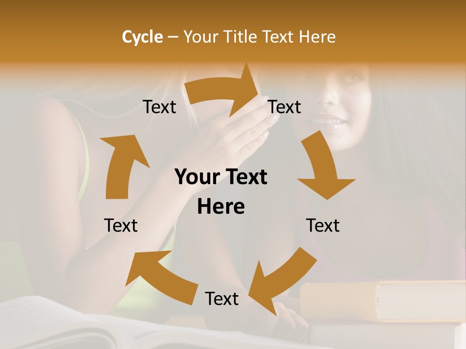 Teenager Girls Brown Hair Students PowerPoint Template