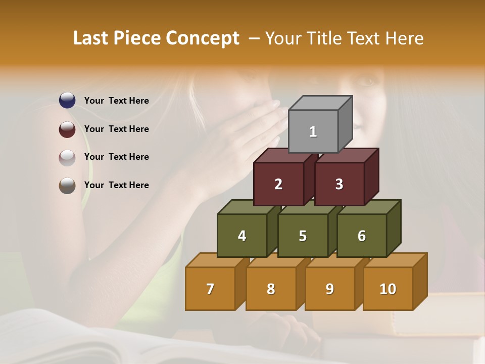 Teenager Girls Brown Hair Students PowerPoint Template