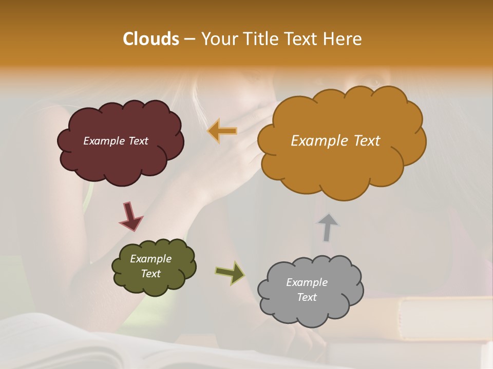 Teenager Girls Brown Hair Students PowerPoint Template