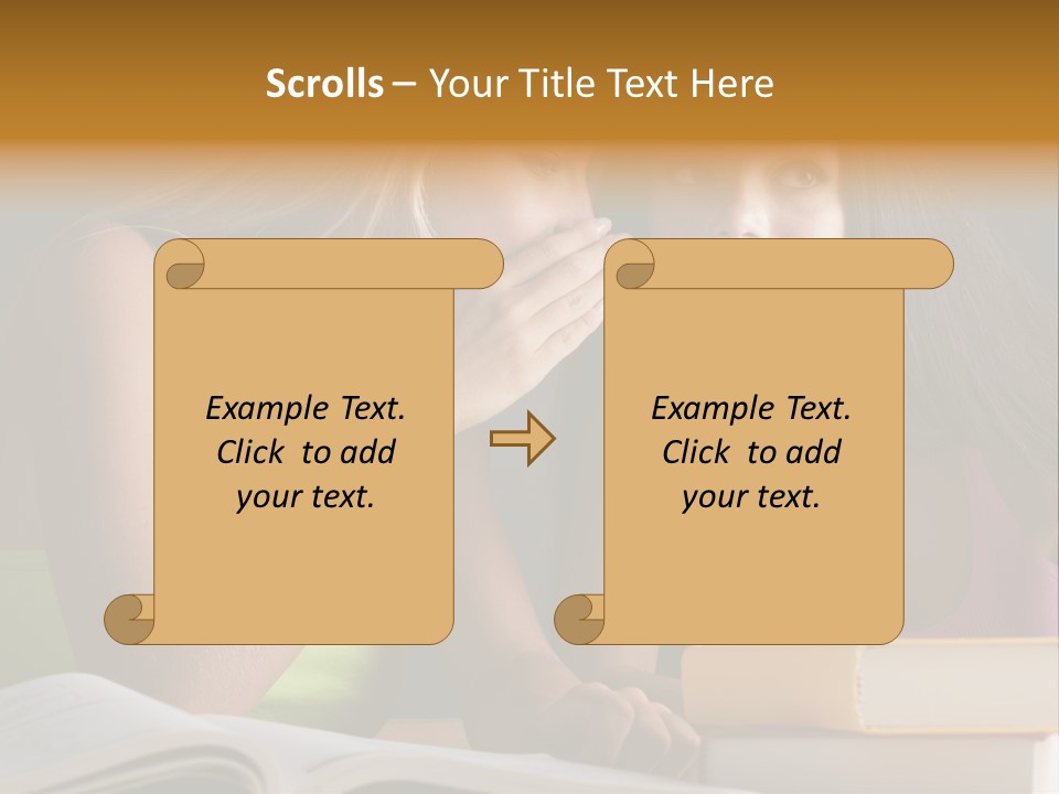 Teenager Girls Brown Hair Students PowerPoint Template