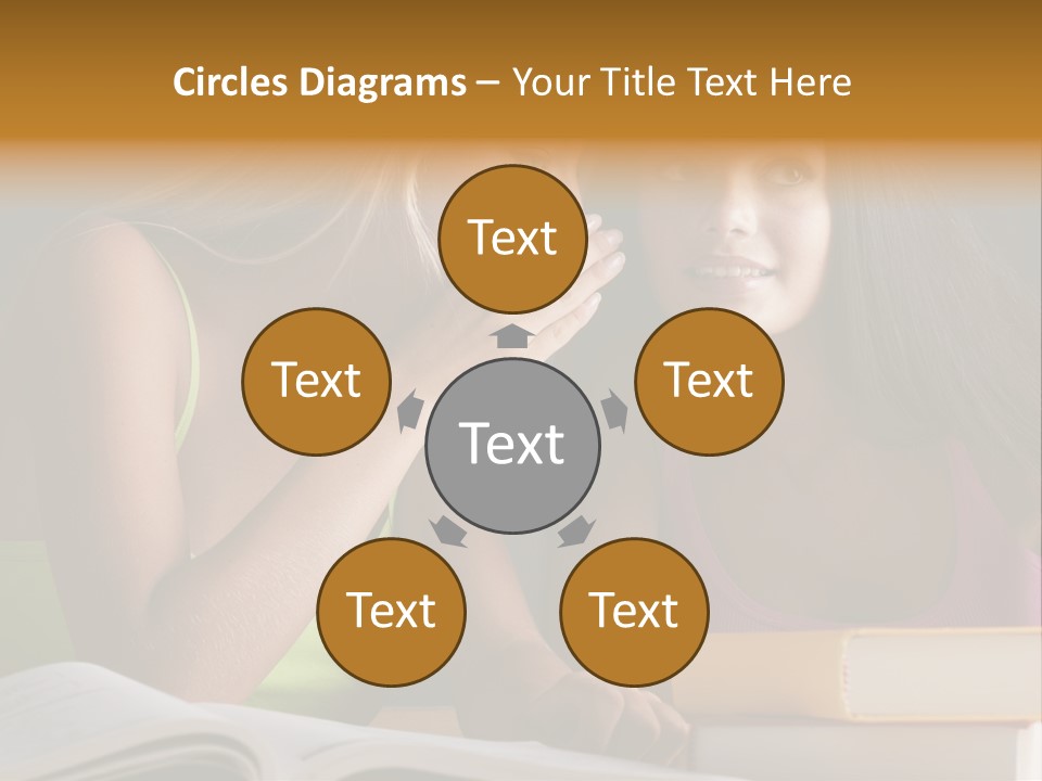 Teenager Girls Brown Hair Students PowerPoint Template