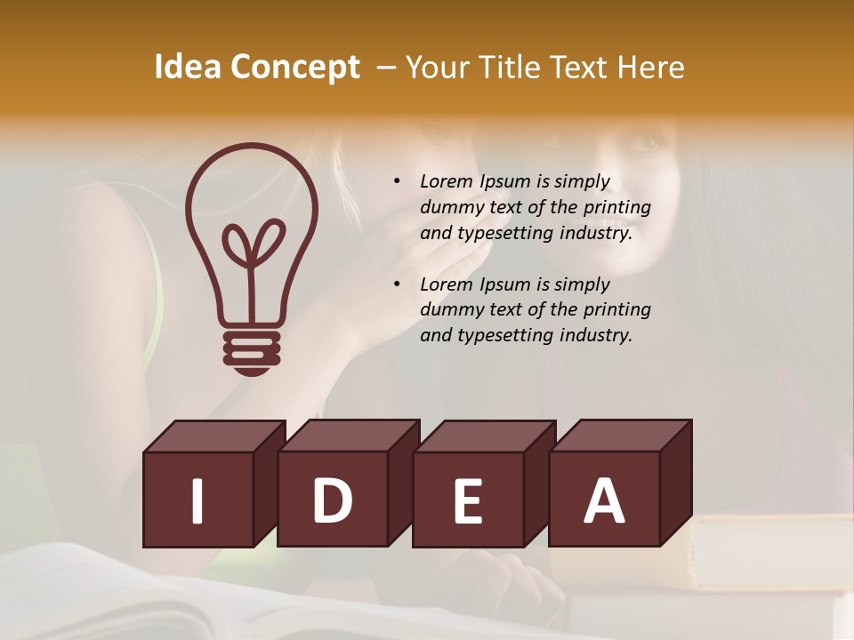 Teenager Girls Brown Hair Students PowerPoint Template