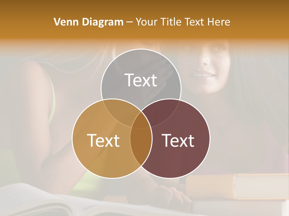 Teenager Girls Brown Hair Students PowerPoint Template