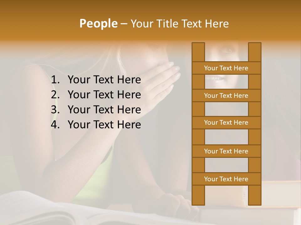 Teenager Girls Brown Hair Students PowerPoint Template