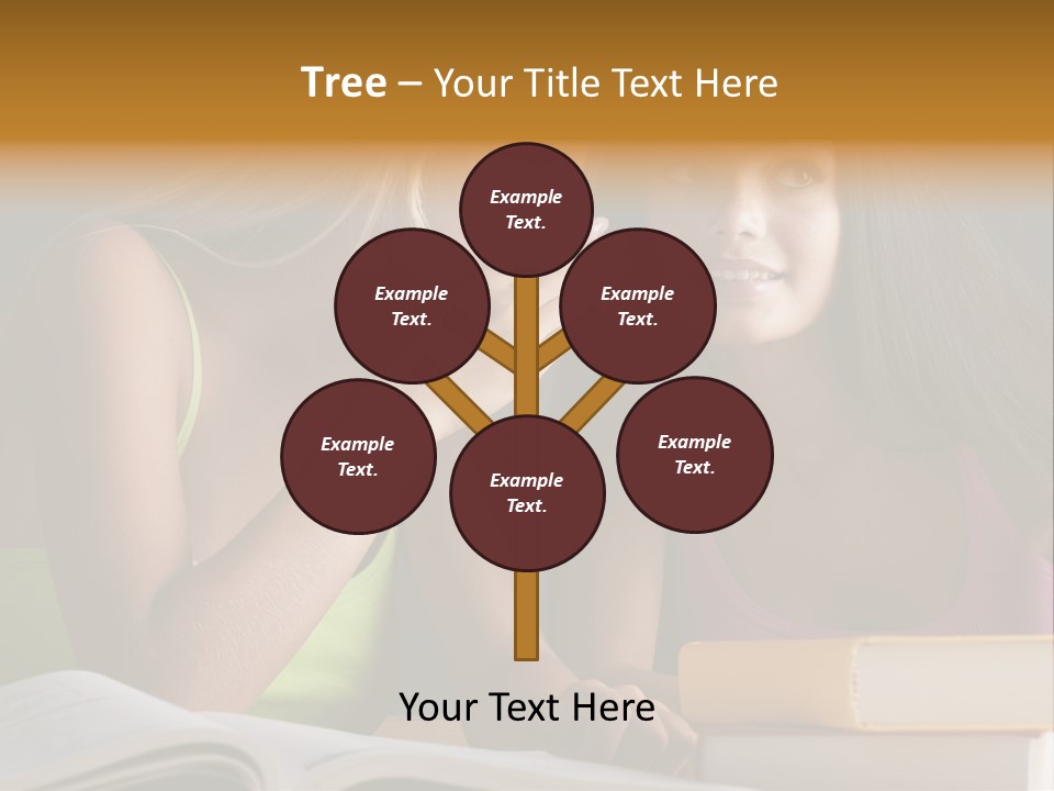 Teenager Girls Brown Hair Students PowerPoint Template