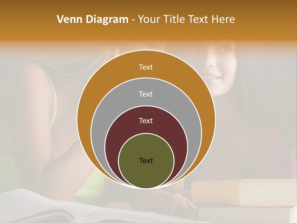 Teenager Girls Brown Hair Students PowerPoint Template