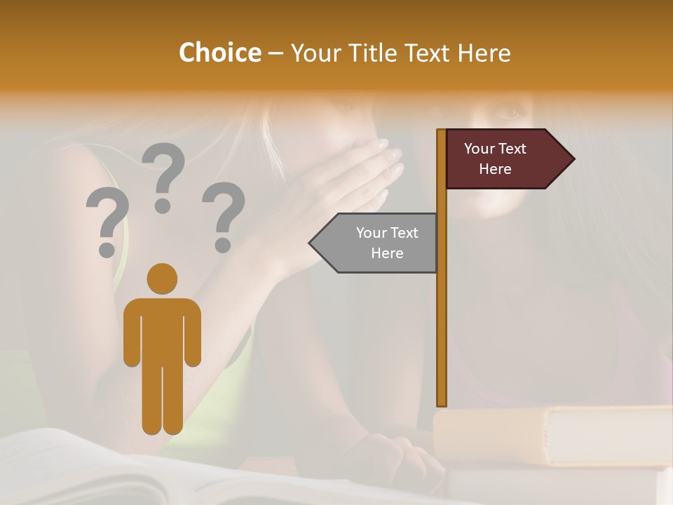 Teenager Girls Brown Hair Students PowerPoint Template