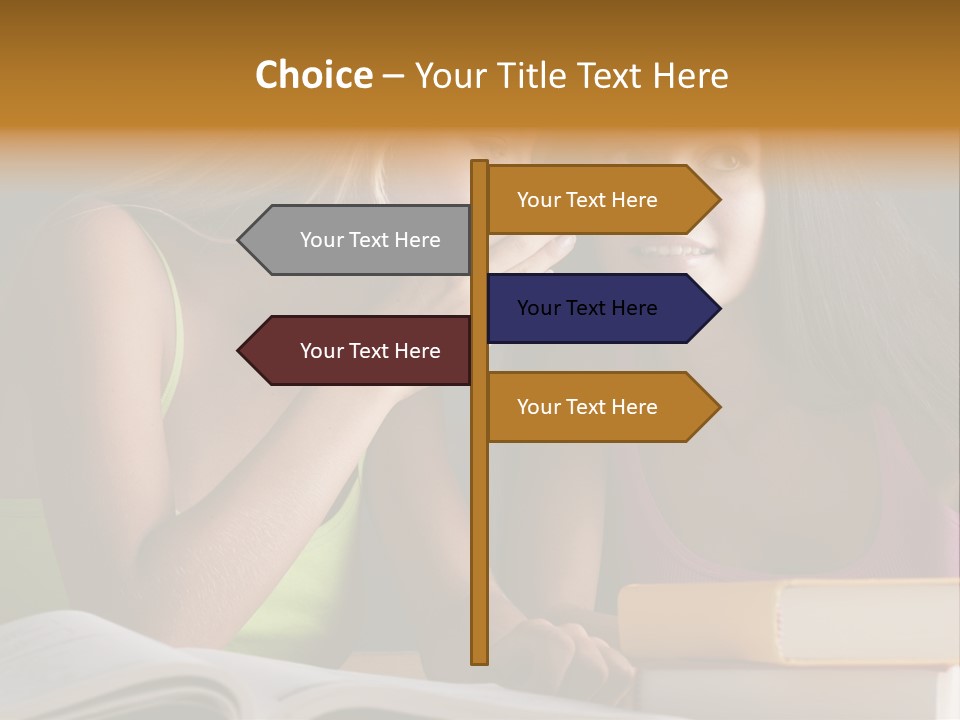 Teenager Girls Brown Hair Students PowerPoint Template