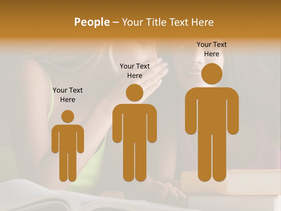 Teenager Girls Brown Hair Students PowerPoint Template