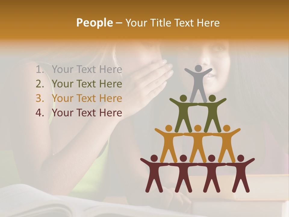 Teenager Girls Brown Hair Students PowerPoint Template