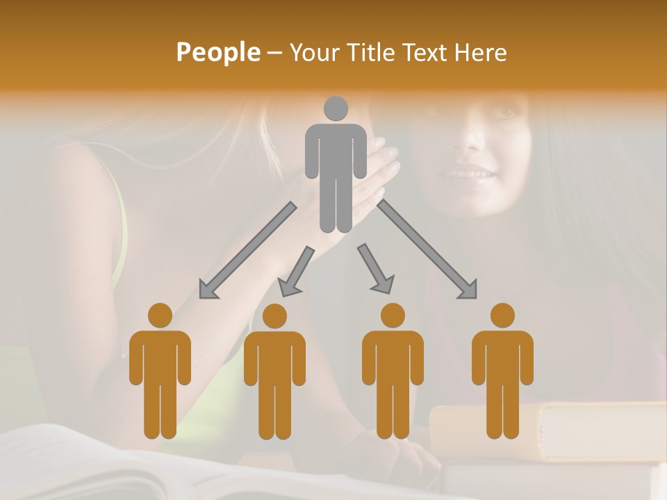 Teenager Girls Brown Hair Students PowerPoint Template