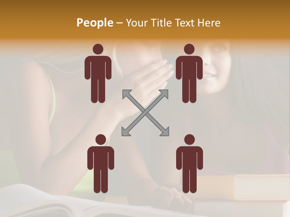 Teenager Girls Brown Hair Students PowerPoint Template