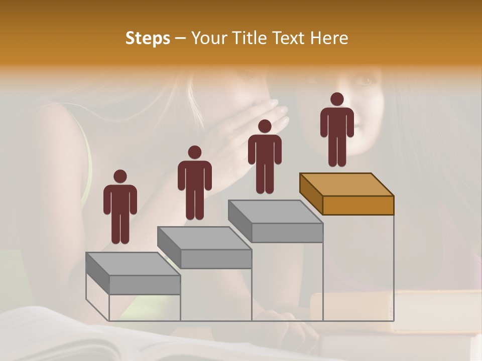 Teenager Girls Brown Hair Students PowerPoint Template