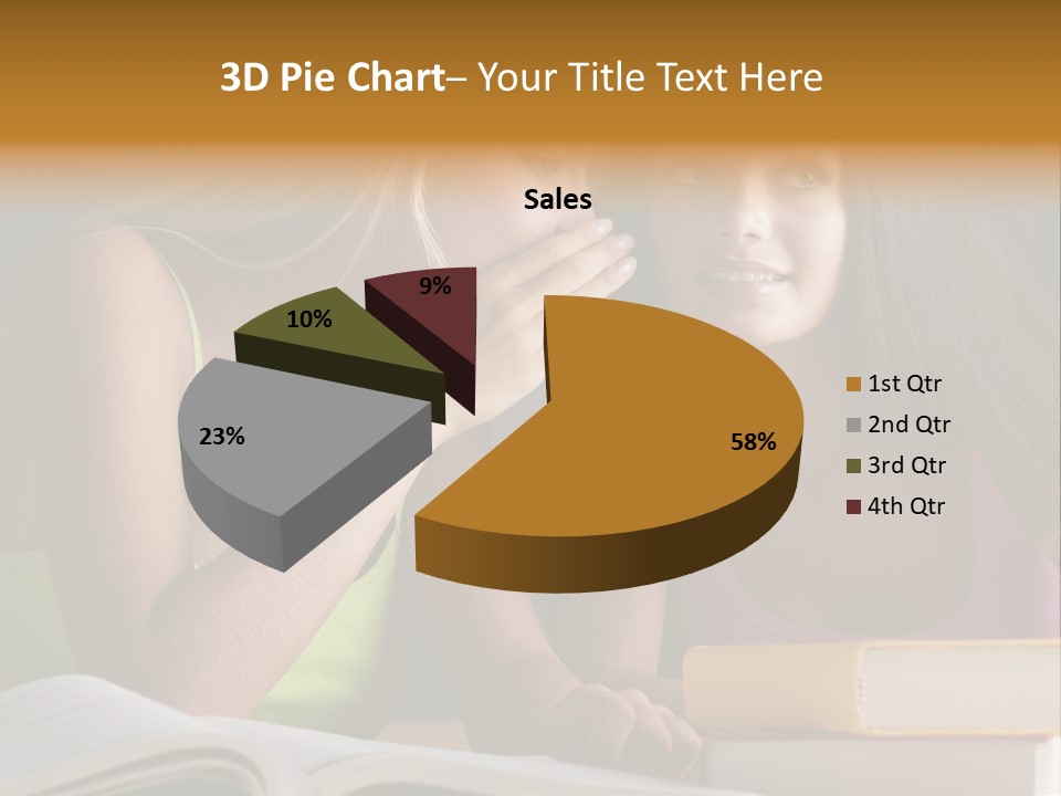 Teenager Girls Brown Hair Students PowerPoint Template