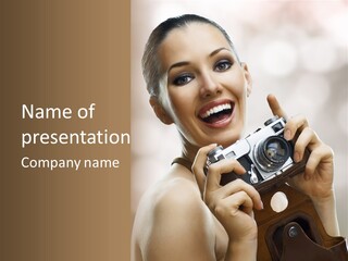 Beauty Caucasian Photo PowerPoint Template