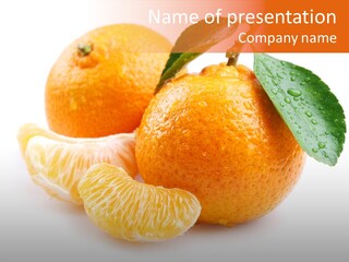 Close Up Tangerine Segment PowerPoint Template